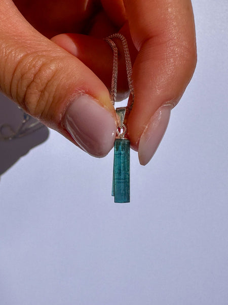 Silver Blue Tourmaline (indicolite pendant)