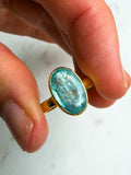 Aqua Kyanite Ring Gold  size 7