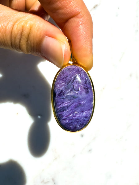 Charoite Pendant gold vermeil