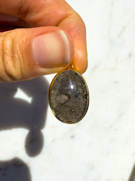 Agni Manitite “Pearl of Fire” Gold plated Pendant Oval