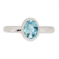Aquamarine Faceted Ring Size 9