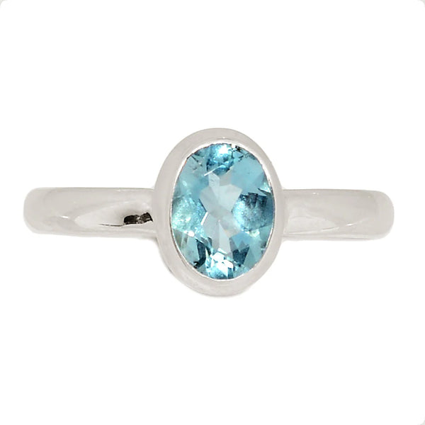 Aquamarine Faceted Ring Size 9