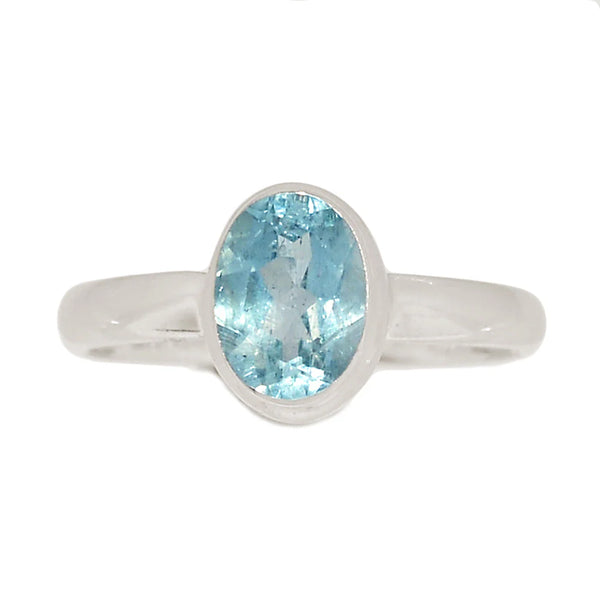 Aquamarine Faceted Ring Size 7