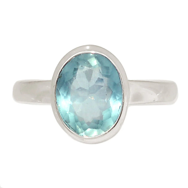 Aquamarine Faceted Ring Size 8