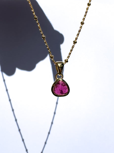 Pink tourmaline gold  necklace