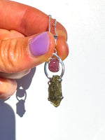 Moldavite & Pink Tourmaline necklace