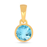 Blue Topaz Pendant 5mm Gold Vermeil