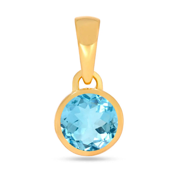 Blue Topaz Pendant 5mm Gold Vermeil