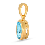 Blue Topaz Pendant 7x5mm Gold Vermeil
