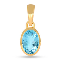 Blue Topaz Pendant 7x5mm Gold Vermeil