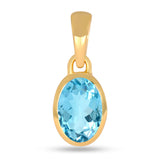 Blue Topaz Pendant 7x5mm Gold Vermeil