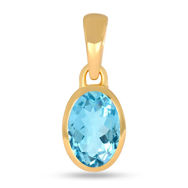 Blue Topaz Pendant 7x5mm Gold Vermeil