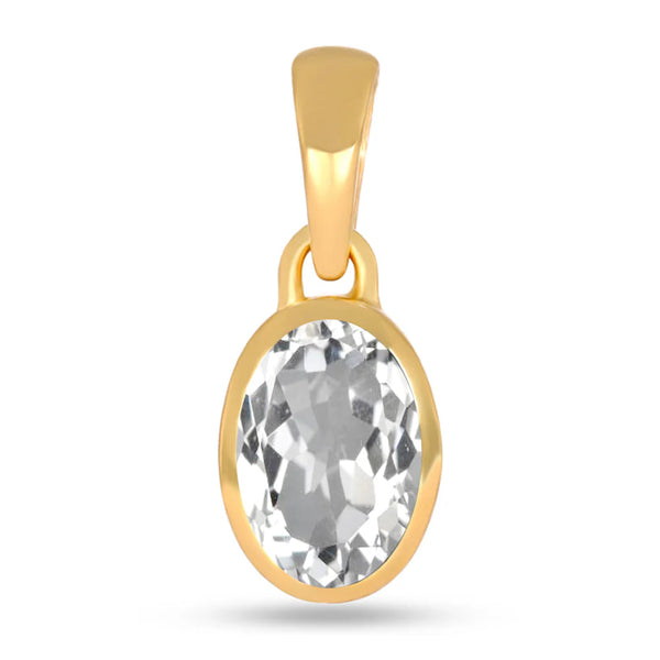 White Topaz Pendant 7x5mm Gold Vermeil