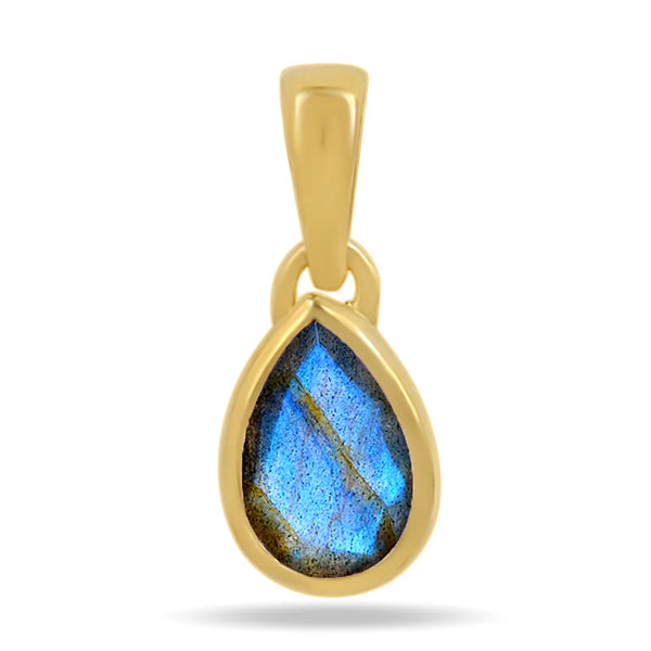 Labradorite Pendant 7x5mm Gold Vermeil 18k