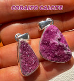 Cobalt Calcite Druzy Pendant