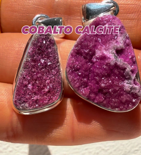 Cobalt Calcite Druzy Pendant left piece