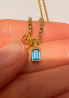 London Blue Faceted Pendant 6x4mm Gold Vermeil