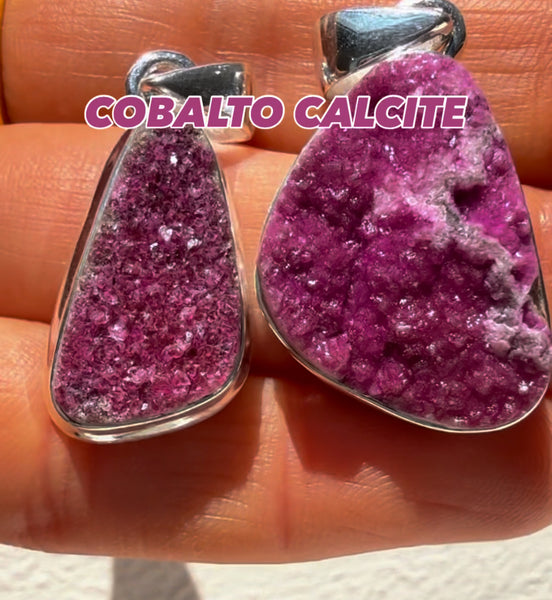 Cobalt Calcite Druzy Pendant