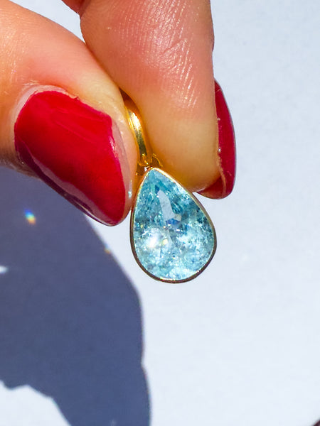 Aquamarine Faceted Pendant Gold Vermeil