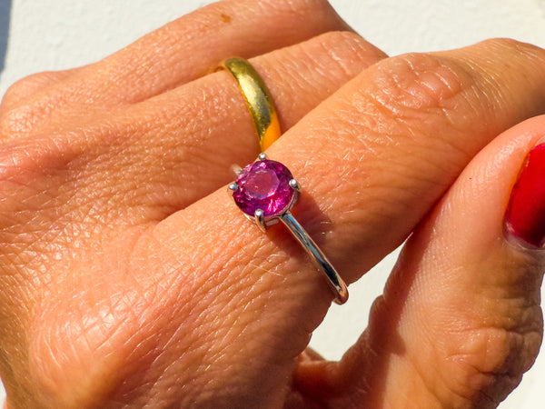 Pink Topaz Faceted Ring size 6
