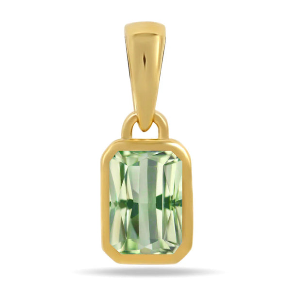Green Kyanite Pendant 6x4mm Gold Vermeil