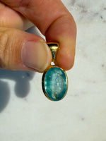 Aqua (Ocean) Kyanite Faceted Pendant Gold Vermeil