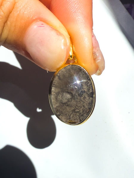 Agni Manitite “Pearl of Fire” Gold plated Pendant Oval