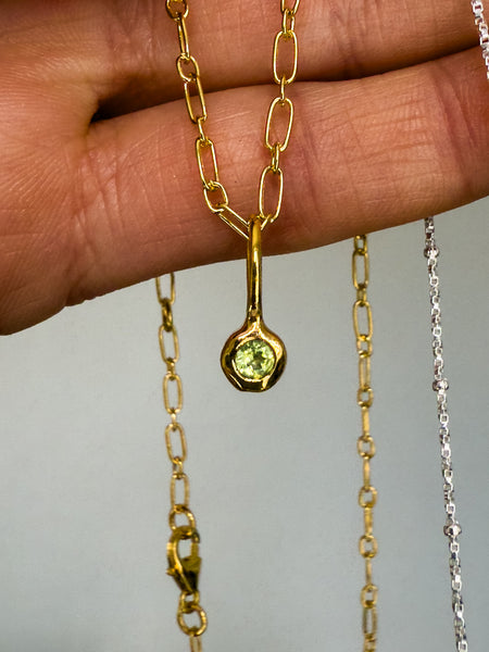 Peridot Leo birthstone 18 inch necklace gold vermeil