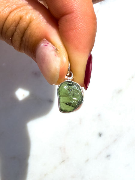 Green Apatite Raw  Pendant
