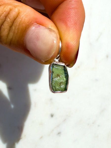 Green Apatite Raw Pendant