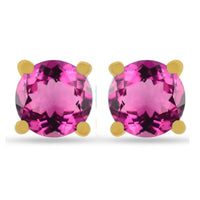 Pink Tourmaline 4mm Gold Vermeil 18k Studs