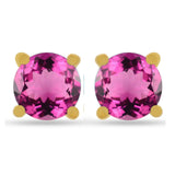 Pink Tourmaline 4mm Gold Vermeil 18k Studs