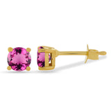 Pink Tourmaline 4mm Gold Vermeil 18k Studs