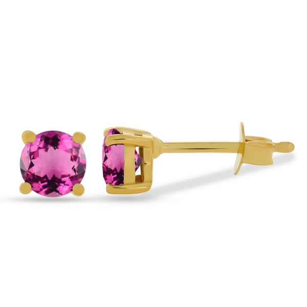 Pink Tourmaline 4mm Gold Vermeil 18k Studs